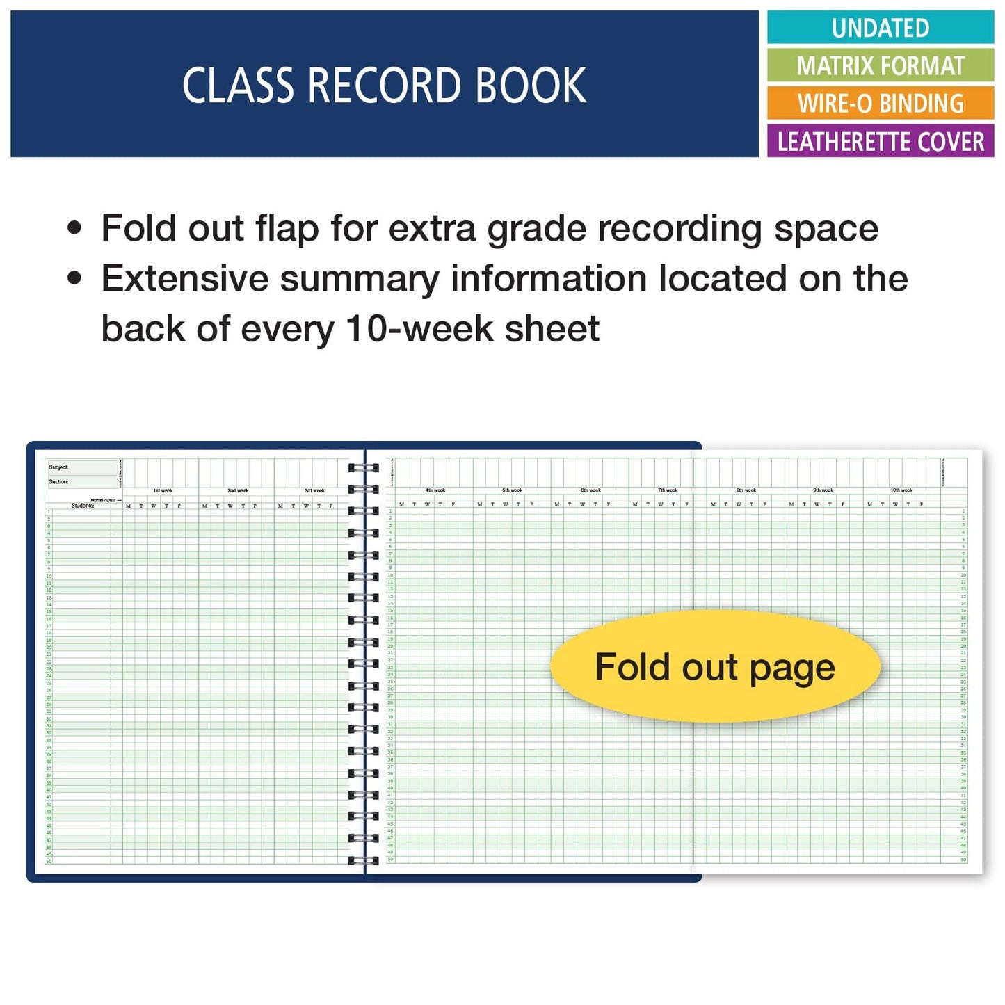 Elan Publishing Company Combination Wide Plan and Record Book: One Efficient 8-1/2" X 11" Book for Lesson Plans and Grades Combines 8WPL and R9310 - (WC-8)