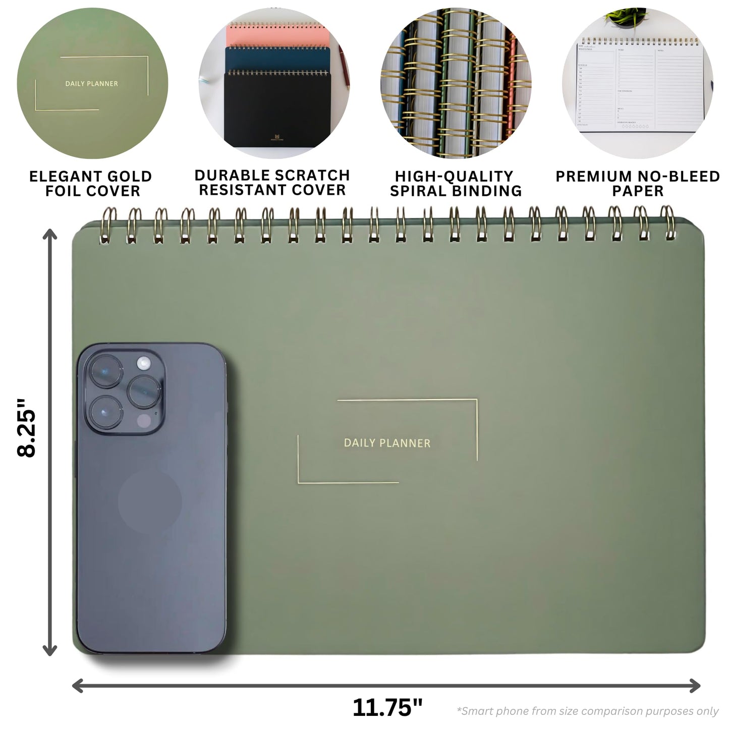 Merely Home Undated Daily Planner | 8.25” x 11.75” Work To-Do Notebook | ADHD Academic Organizer | Multi-Layout | Men and Women Planner | College Supplies | Black | Landscape Layout