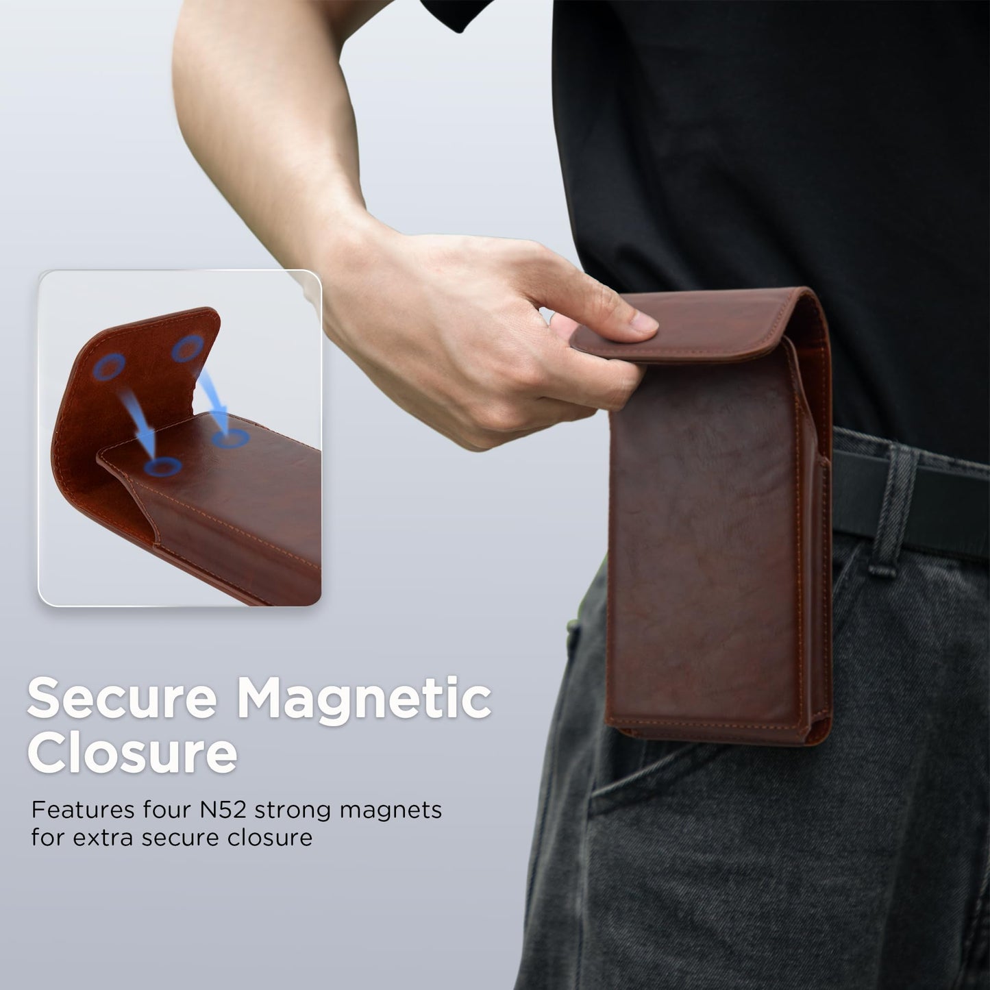 INGIDO Holster for Galaxy S25 Ultra S24 Ultra S23 Ultra 5G Note 20 Ultra 5G Note 10+ Plus 5G, Premium Leather Pouch with Belt Clip Phone Holster Belt Case, Coffee -XL