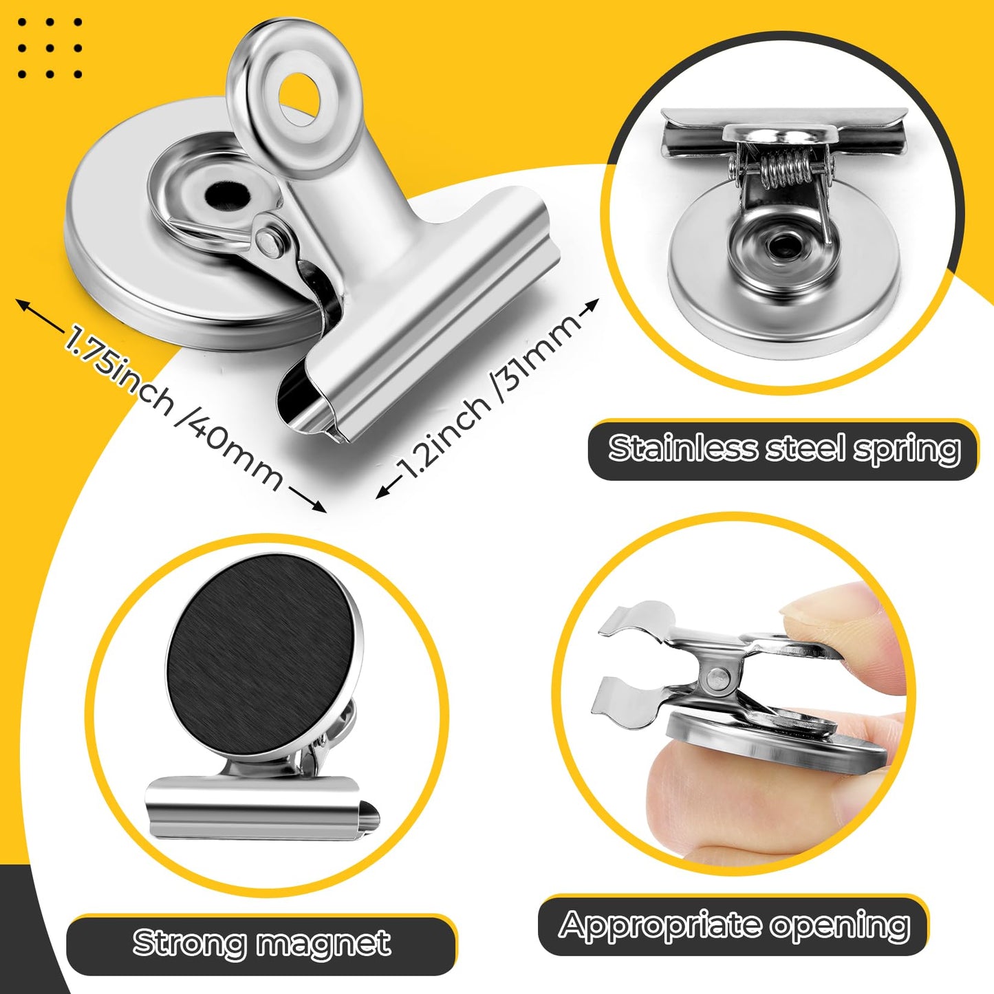 WUDIME 20 Pack Fridge Magnet Refrigerator Magnets, Strong Magnetic Clips, Heavy Duty Clip Magnets for Photo Displays, Whiteboard Magnets for Home, Office, Classroom, Job Ticket Holders
