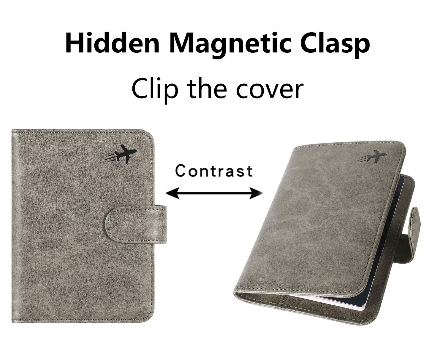 Passport Holder Cover Wallet RFID Blocking Leather Card Case Travel Accessories for Women Men (#Grey)