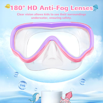 VegoVia 2 Pack Kids Swim Goggles with Nose Cover 6-14, Kids Pool Goggles for Swimming 8-14 4-7 Girls Boys Youth Toddler, Anti Fog No Leak UV Protection Clear Diving Swim Mask Underwater Wide View