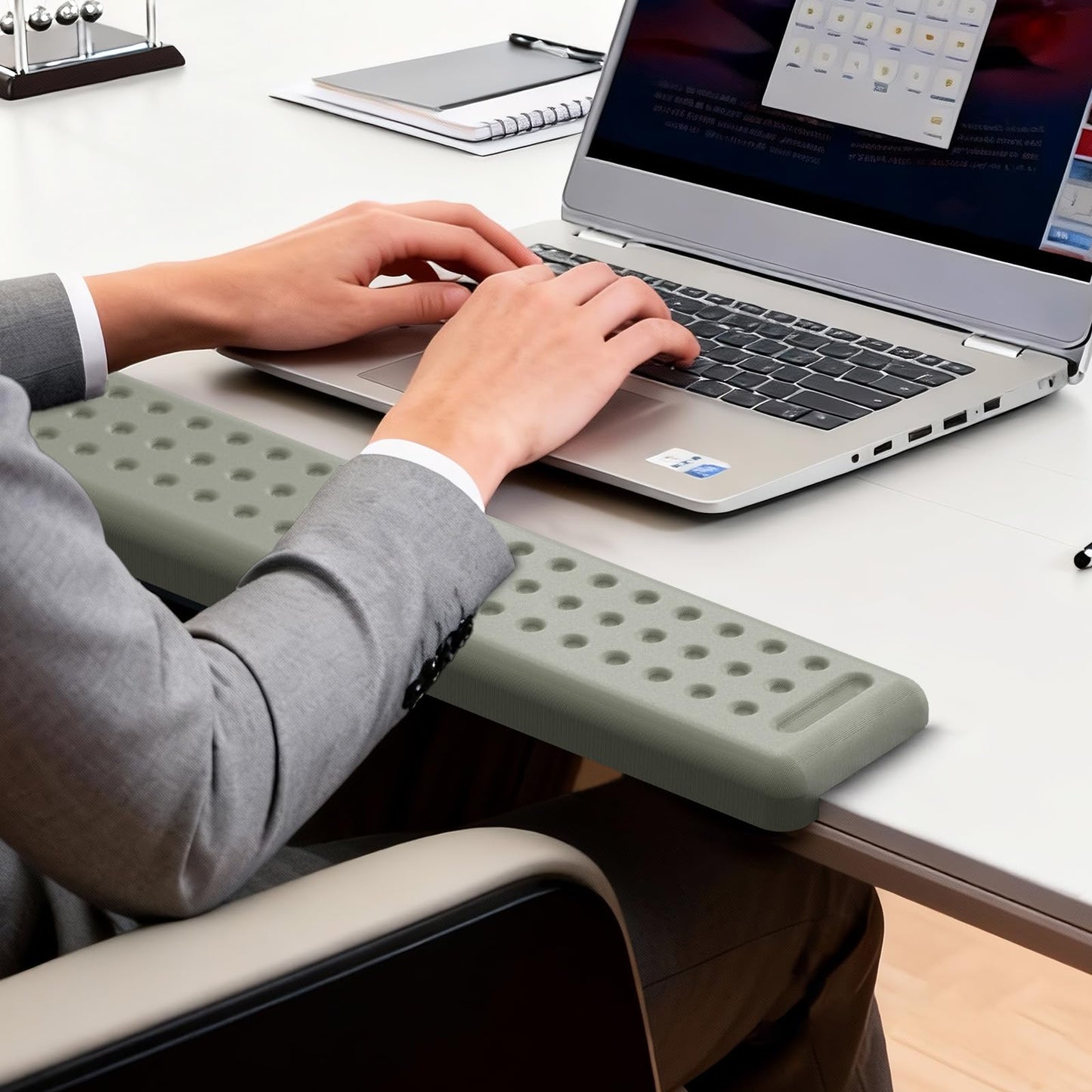 Leolee L-Shaped Desk Long Wrist Rest Elbow 60CM, Grey Memory Foam Arm Rest for Desk with Non-Slip Base, Ergonomic Desk Edge Cushion, Wrist Support for Computer Keyboard, Typing, Office, Home