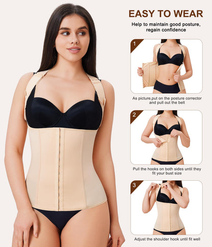URSEXYLY Back Brace Posture Corrector for Women Adjustable Full Back Support Shoulder Straightener Upper and Lower Back Pain Relief(Black,3XL)