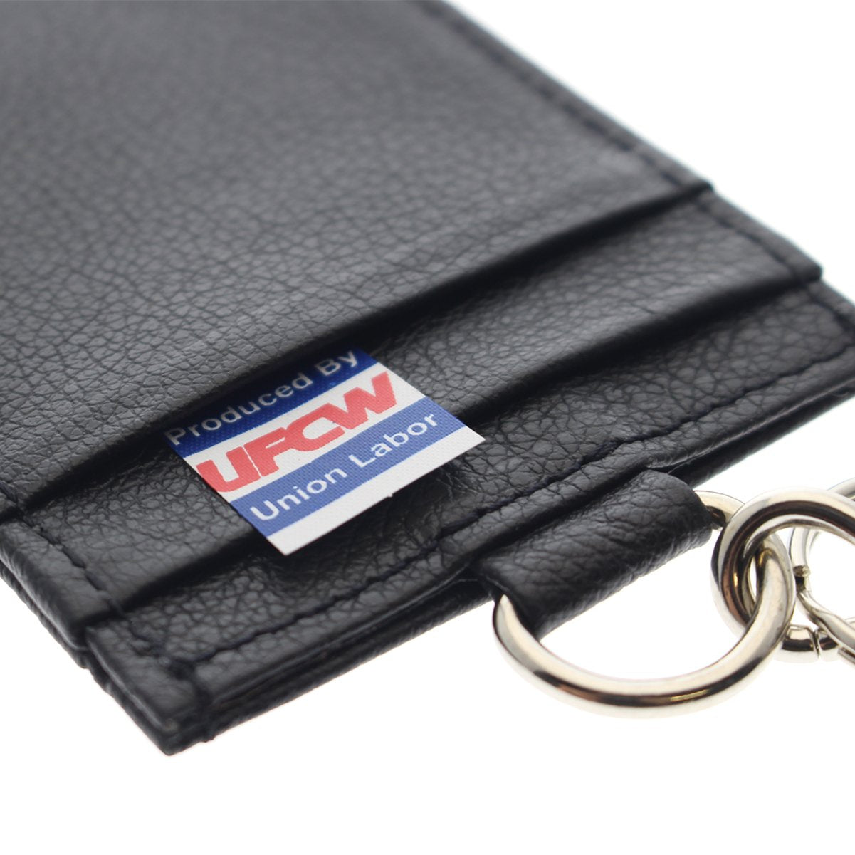 Union Made Leather Badge Holder - USA Manufactured Heavy Duty Four Pocket ID Badge Wallet with Lanyard by Specialist ID