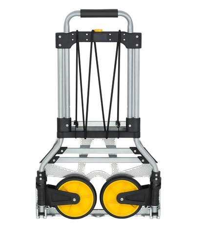 Mount-It! Folding Hand Truck and Personal Dolly, Aluminum Trolley, Heavy Duty 264 Lb Capacity Cart, Dolly Cart with Wheels of Durable Rubber, Soft Grip Telescoping Handle for Indoor Outdoor, Foldable