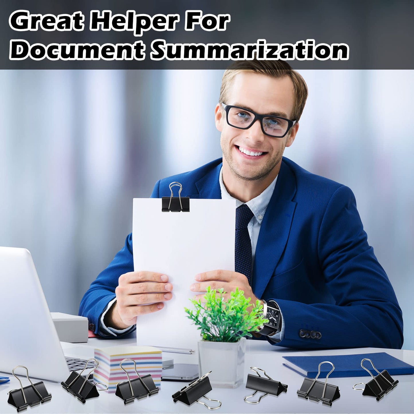 Yexiya 300 Pcs Large Binder Clips Bulk Big Paper Clamps Office Supplies Paper Clamps for Teachers Students School Office Business Paperwork Supplies (Black, 1.61 Inch)