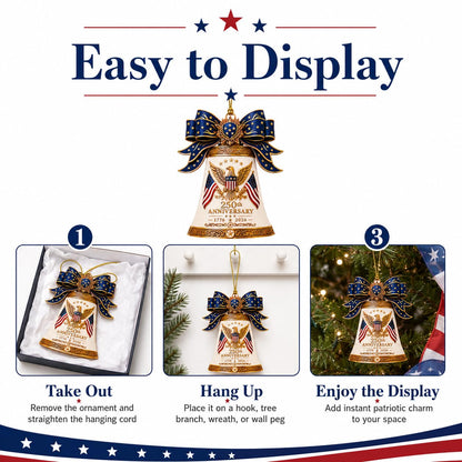 White Liberty Bell 250 Anniversary USA Ornament, America 250th Merchandise, Fourth of July Decorations, Patriotic Decor, USA 250th Anniversary 4th of July Gifts, America 250th Birthday Gifts