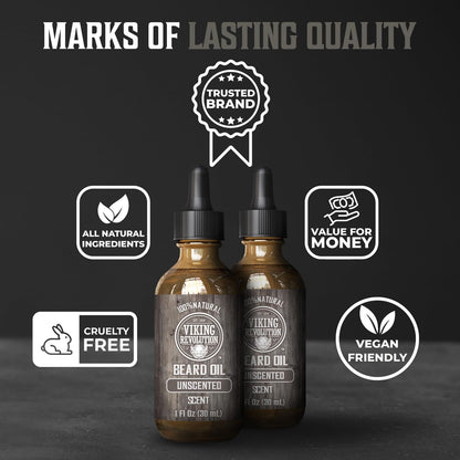 Viking Revolution Sandalwood Beard Oil for Men - Natural Mens Beard Oil with Argan Oil and Jojoba Oil - Beard Softener, Strengthens and Moisturizes - Beard Conditioner for Men (Sandalwood, 1 Pack)