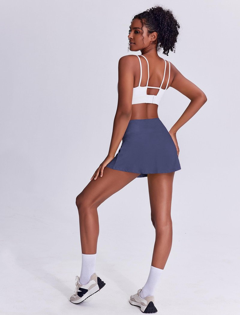 PINSPARK Skort Tennis Skirts for Women Pleated Athletic Skirt with Shorts Lightweight Golf Running Workout Pickleball Appeal,Navy Blue XX-Large