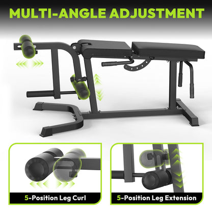 HANDBODE Leg Extension and Curl Machine, Adjustable Leg Curl Machine, Seated Leg Extension and Lying Curl Machine for Lower Body Workouts, Leg Workout Equipment Fit Weight Plate Set