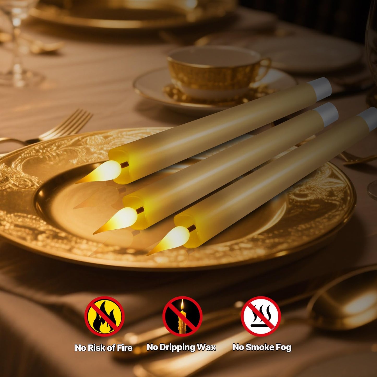 Flameless Taper Candles, Led Taper Candles Battery Operated 8 Pcs Real Wax, Led Candlesticks with 10-Key Remote & Timer, 3D Flickering Flame Dripless for Christmas Halloween Wedding Home Decor