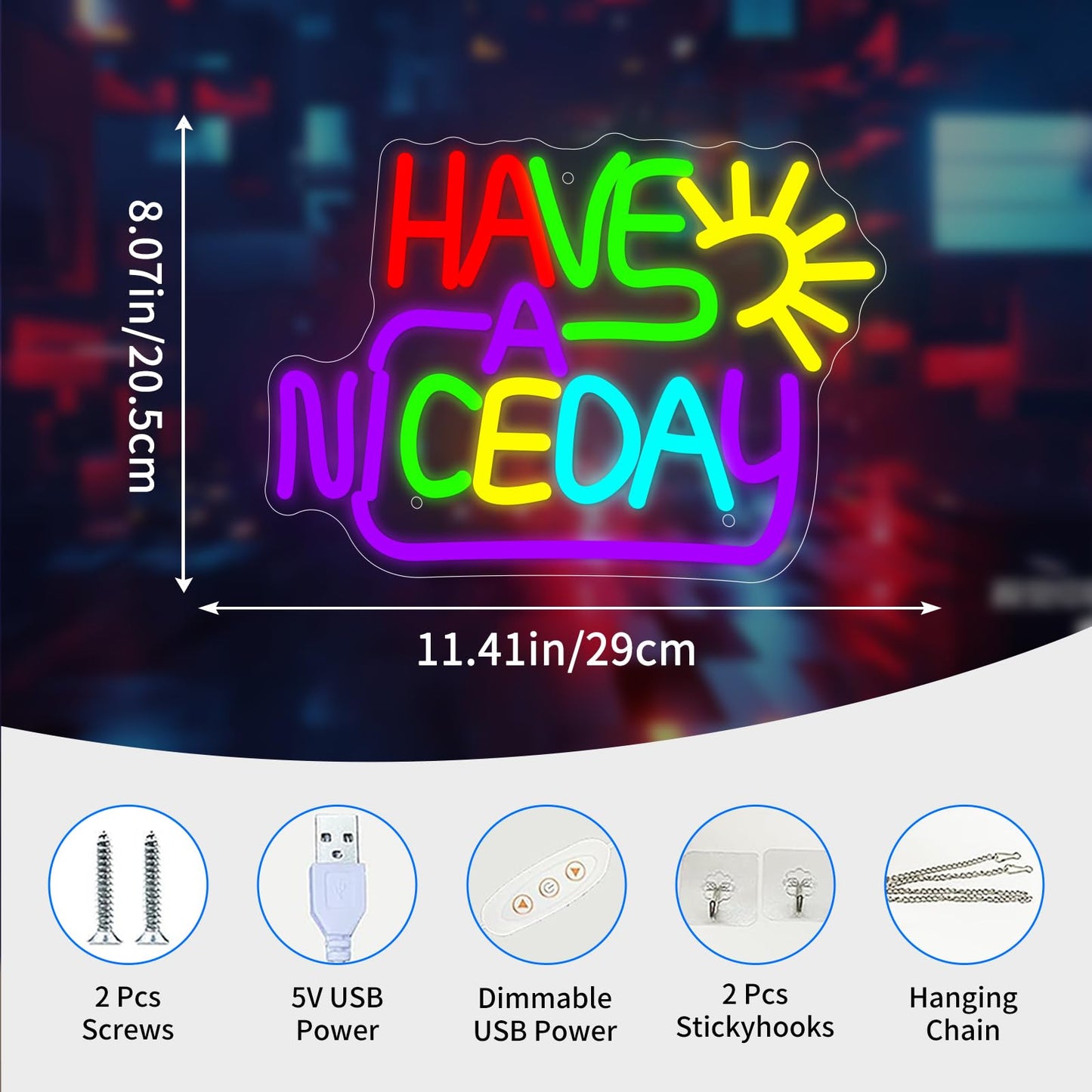 Neonawall Have A Nice Day Neon Sign for Wall Decor Light Up Letters Led Sign Birthday Party Gifts Led Decorative Night Signs Motivational Room Decorations Supplies Gift for Friend Home Bedroom Dorm
