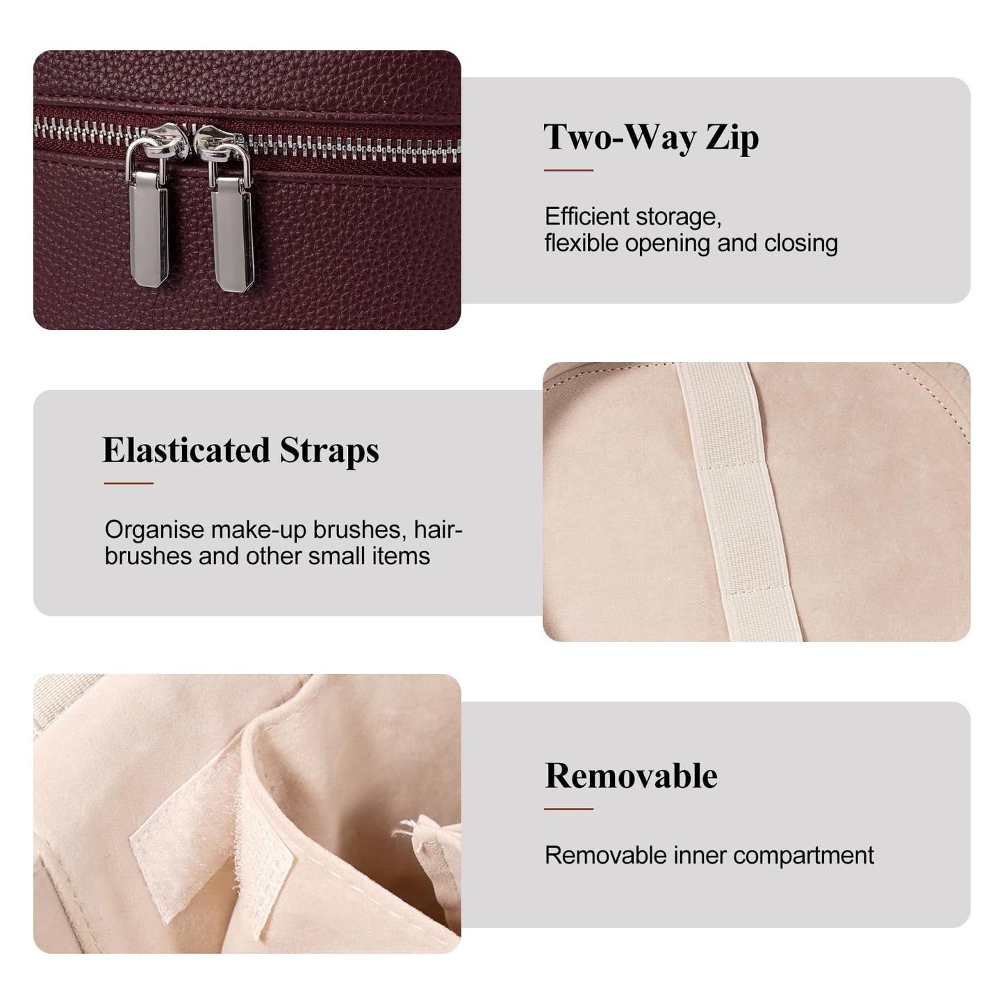 honitty Makeup Bag, Travel Make up Case with Compartments and Handle, Portable Cosmetic Organizer Bags,Toiletry Bag for Women