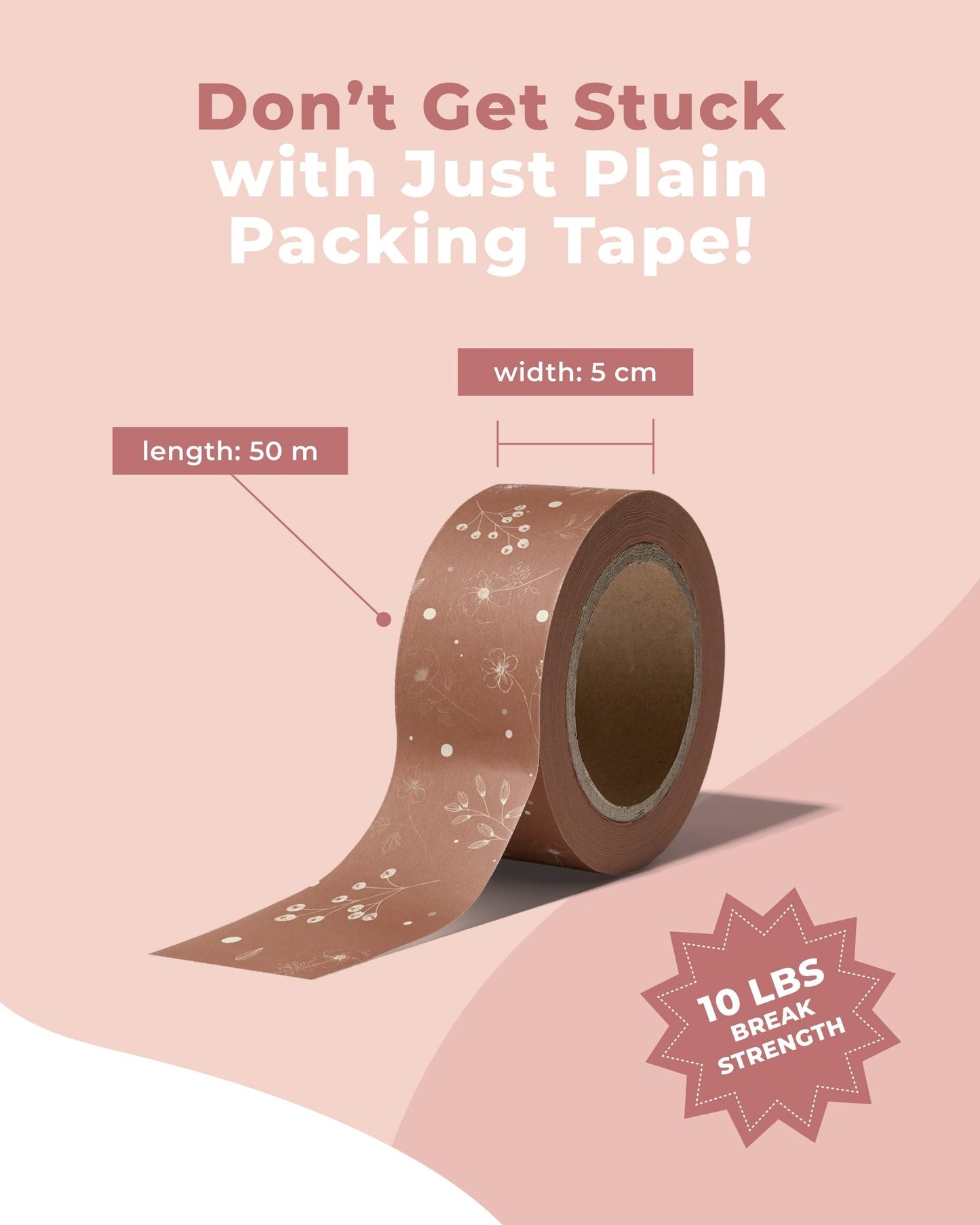 Impack Water Activated Tape - Packing Tapes for Sealing Boxes and Cartons - Gummed Tape for Mail Boxes or Gift Boxes - Biodegradable Paper Shipping Tape for Small Business (Rosy Brown 164ft - 50m)