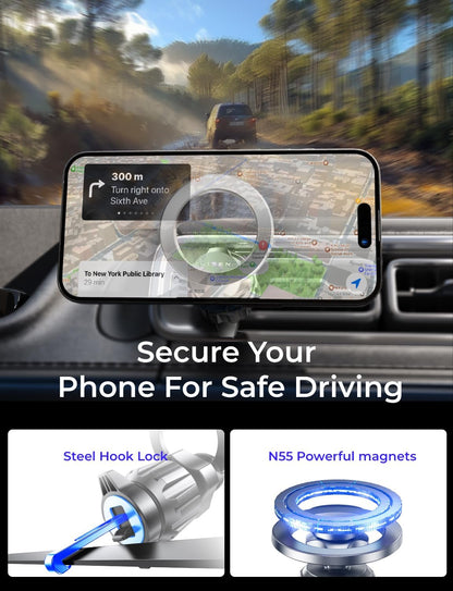 LISEN for MagSafe Car Mount iPhone 17 Car Accessories for Men Women Interior,Magnetic Phone Holder for Car [95% Increase Magnetic] Truck Vent Phone Mount 2X Mat Fit GPS iPhone 17 Pro Max Air 16 15