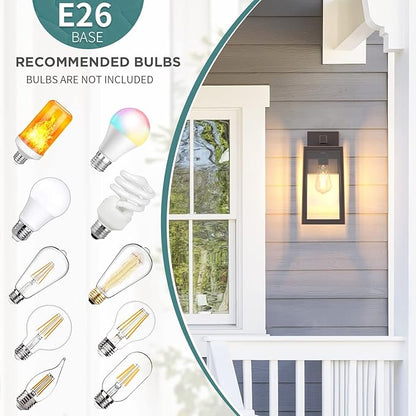 MAXvolador Outdoor Wall Sconce, Large Exterior Waterproof Wall Lantern Light Fixture, Oil Rubbed Bronze Porch Lights, Anti-Rust E26 Patio Lighting, 2 Pack