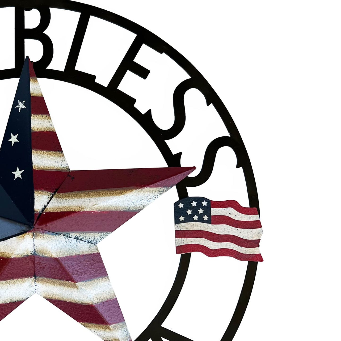 God Bless America USA Metal Star Hanging Welcome Home Signs Wall Decor 4th of July Patriotic Front Door Wreaths Hanger, Meta Flag Garden Fence Patio Front Porch Yard Indoor Outdoor Patriotic Decorations 13''H