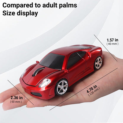 elec Space Wireless Mouse, 2.4GHz Cool Sport Car Shape Computer Mouse 1600 DPI Optical Cordless Mice with USB Receiver for PC Laptop Computer Notebook (Red)