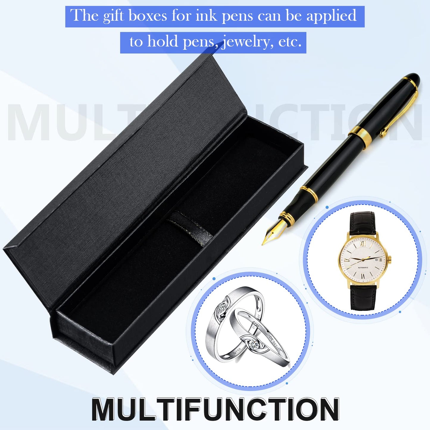 Gersoniel 6 Pcs Pen Boxes Gift Empty Black Pen Case with Cushion Cardboard Box Display Case for Jewelry Gift Birthday Souvenir Presentation Business Christmas Office Supplies