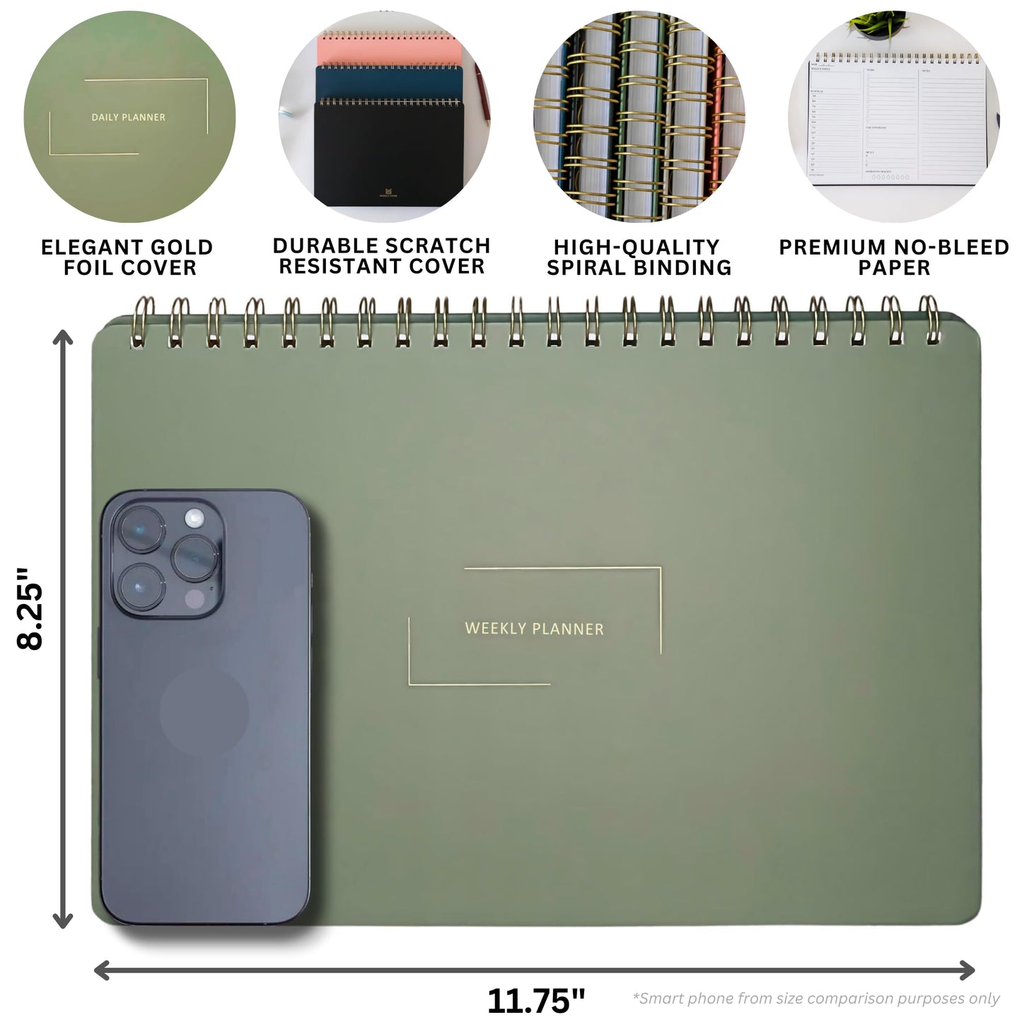 Merely Home Undated Weekly Planner | 8.25” x 11.75” Work To-Do Notebook | ADHD Academic Organizer | Multi-Layout | Men and Women Planner | College Supplies | Evergreen | Landscape Layout