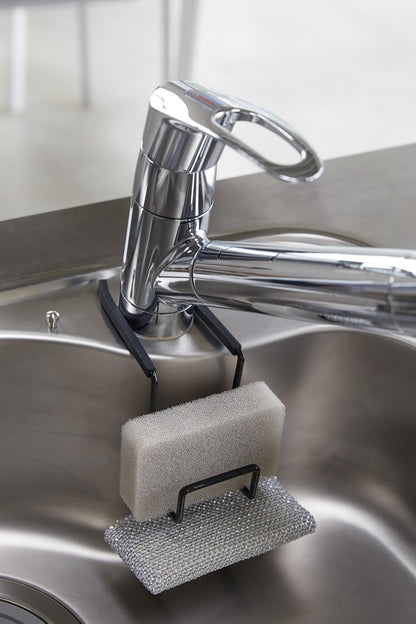 Yamazaki Home Faucet-Hanging Kitchen Organizer Sink Rack Basket | Steel | Sponge Holder, One Size, Black