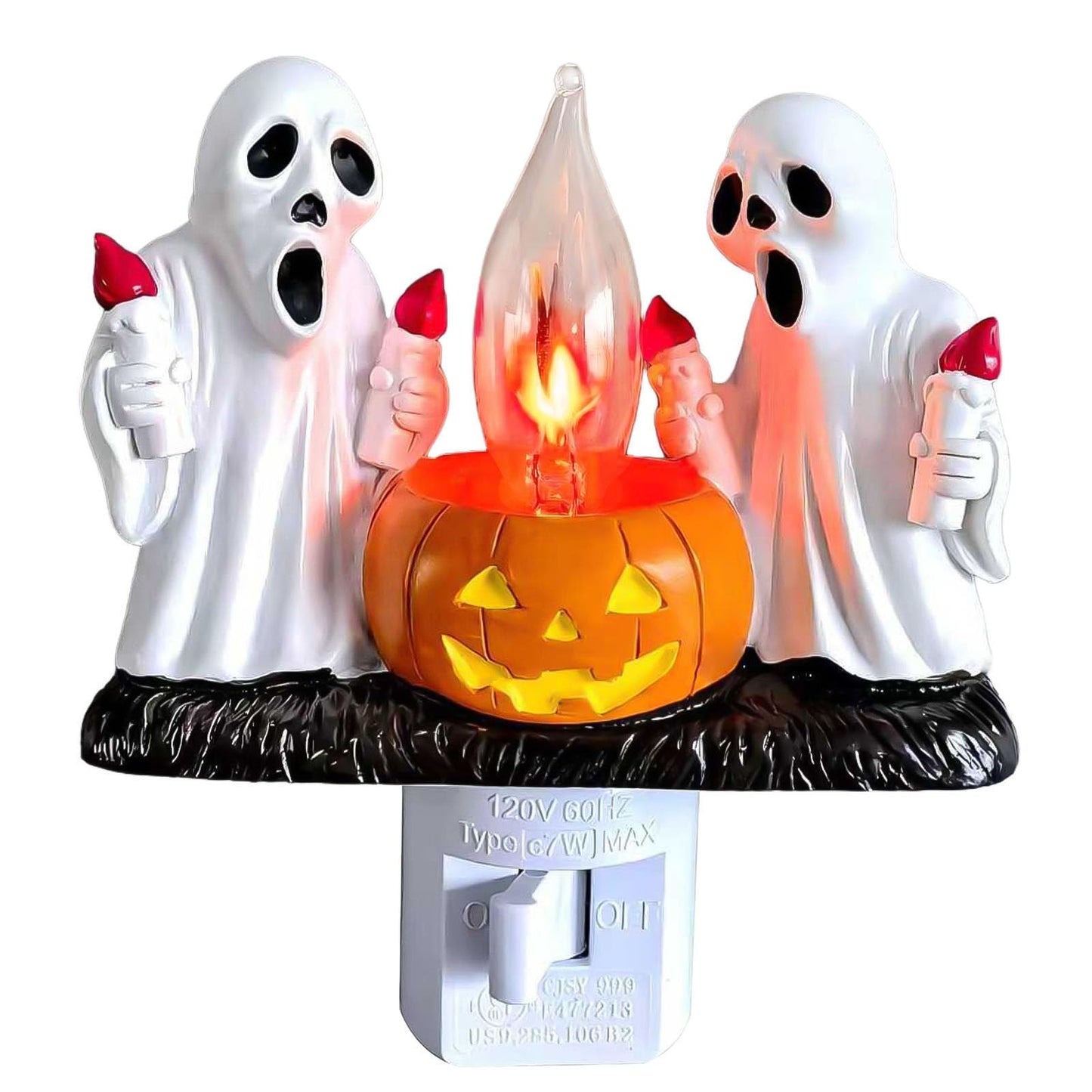 nlaa Ghost Campfire Nightlight,Halloween Campfire Flickering Night Light,3D Spooky Fire Marshmallow Night Light for Halloween Decor (Torch Ghost)