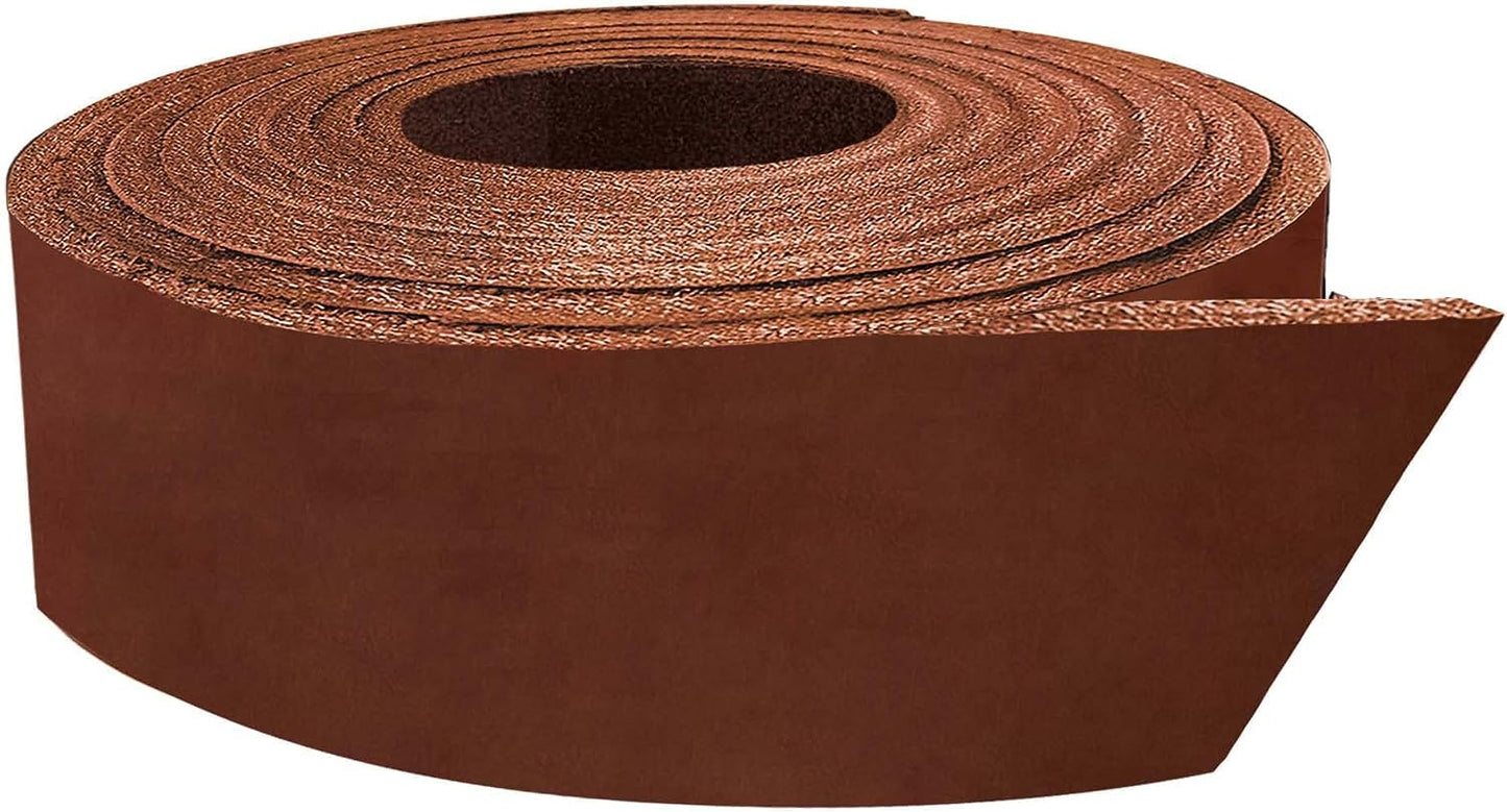 ELW Vegetable Tanned Leather 8-10 oz (3.2-4mm) Russet Straps, Belts, Strips Size: 2-1/4"x72" (5.7x182cm) Full Grain Veg Tan Tooling Leather Cowhide Heavy Craftsmen Grade AB for DIY, Tooling, Carving