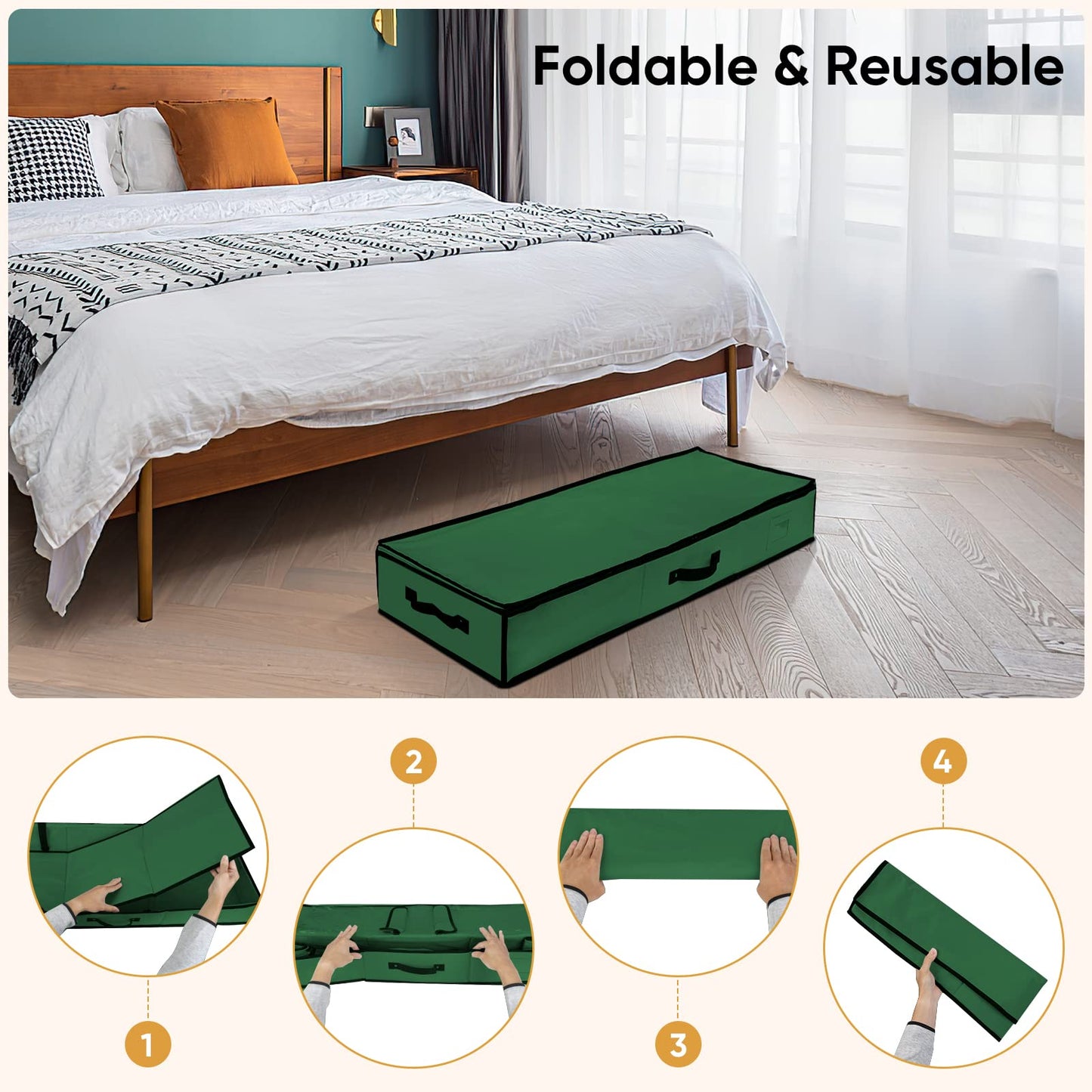 BALEINE Wrapping Paper Storage Organizer, 40" Durable 600D Oxford Fabric Gift Wrap Storage Bag with Flexible Partitions for Ribbon, Holiday Accessories (Green)