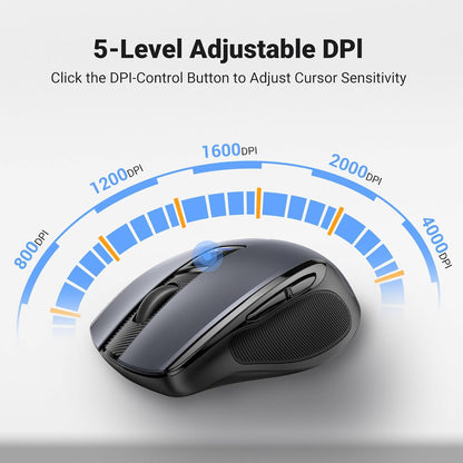 UGREEN Wireless Mouse 2.4G with USB Receiver, 5-Level 4000 DPI 6 Buttons,18 Months Battery Life Cordless Mouse, Ergonomic Computer Mice for Laptop, Computer, PC, MacBook, Chromebook Black