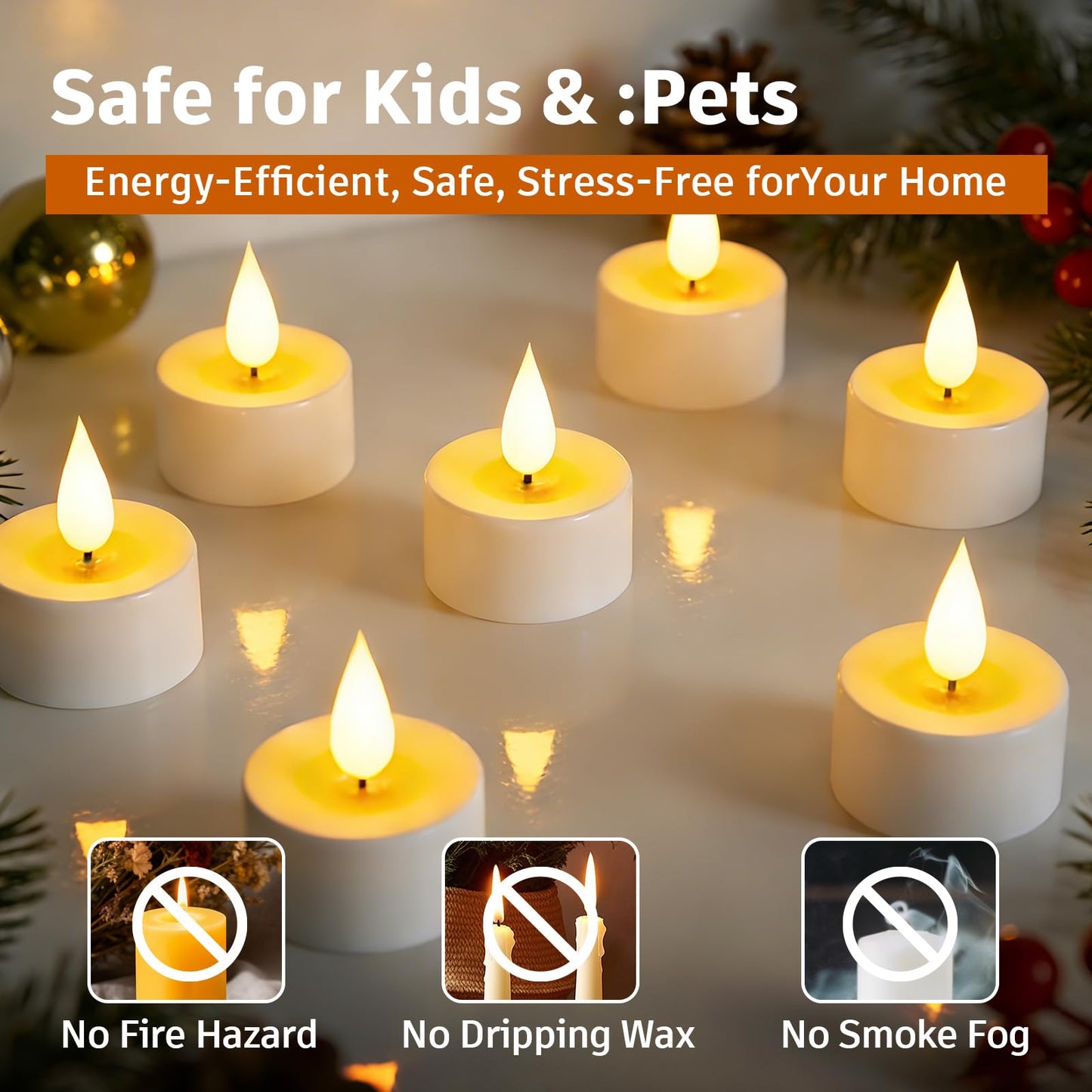 12Pack Rechargeable Tea Lights with Charging Base, Remote & Timer Flameless Tealight, LED Flickering Battery Operated Candles for Christmas, Halloween, Weddings & Table Centerpieces (1.46" x 1.99")