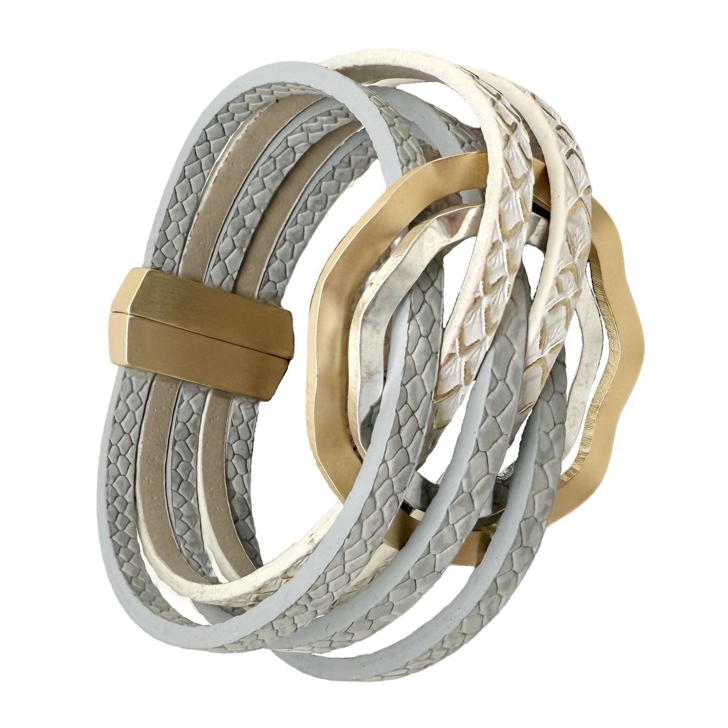YYWANGART Women Leather Wrap Bracelet Layered Leather Gold Double Disk Cross Wrap Bracelet Handmade Multi Strand Cuff Bangle for Women