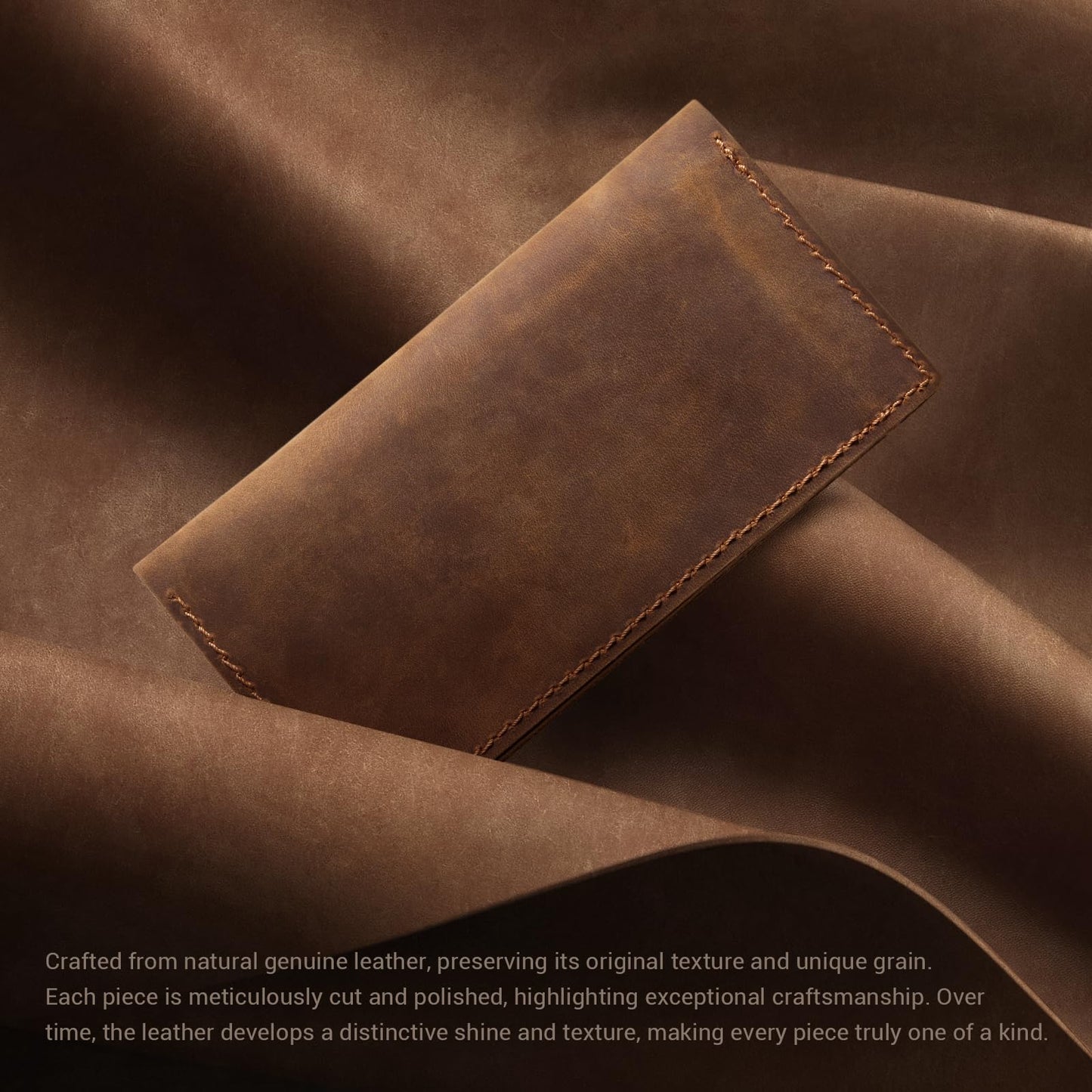 CoBak Genuine Leather Checkbook Cover – RFID Blocking, Luxury Handcrafted Design, Slim & Durable Organizer for Personal & Business Checks.Genuine Leather Brown