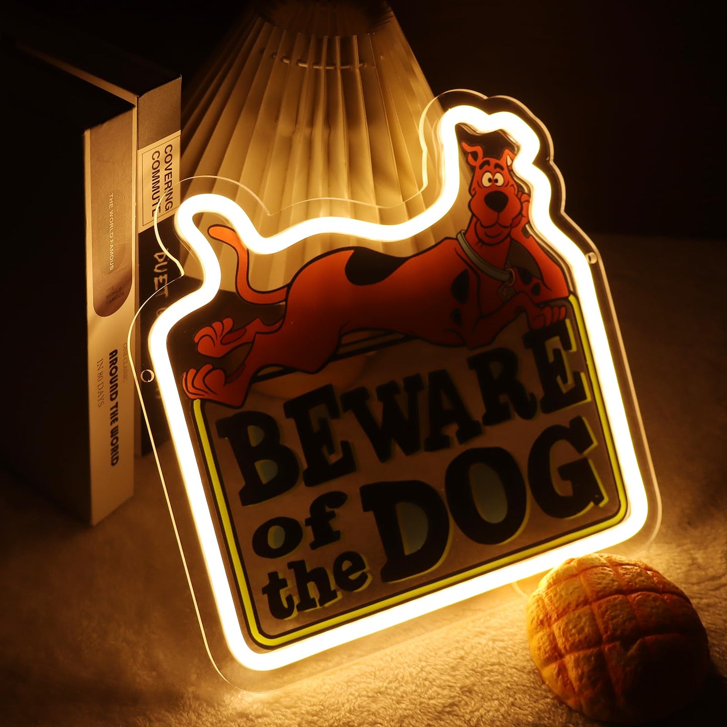 Beware of Dog Neon Sign LED, Funny Warning Dog Neon Light for Wall Decor, USB Powered Dog Warning Sign for Home Bar Garage Porch Pet Lover Room Decor, Warm White