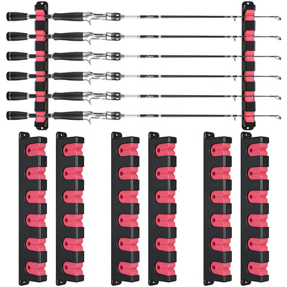 Teyva Daily 3 Set Fishing Rod Holders for 18 Garage Fishing Rod Rack Wall Mount Fish Pole Holders for Boat Room Vertical Horizontal Pole Storage Boat Accessories Gifts for Men (Horizontal)