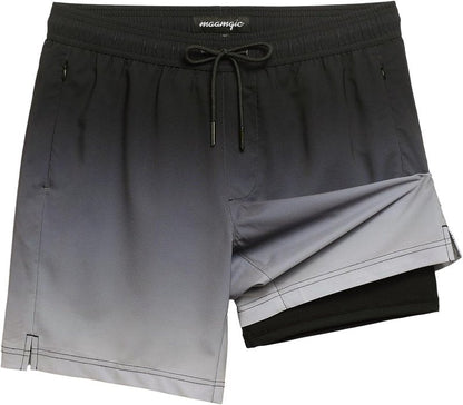 Men's 2-in-1 Swim Trunks - 7-Inch Board Shorts with Quick-Dry Fabric | Stylish Swim Suits