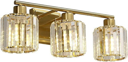 3 Lights Bathroom Vanity Light Fixtures, Modern Crystal Wall Lighting Fixtures, Wall Sconces, Wall Lamp for Over Mirror, for Bedroom Living Room Hallway