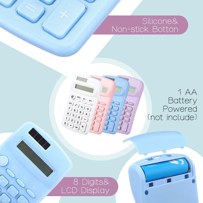 Chumia 50 Pieces Pocket Calculator Bulk Basic Small 4 Function Calculator Battery Powered Handheld Kids Mini Calculators for Students Desktop Primary School Home Office(Macarons)