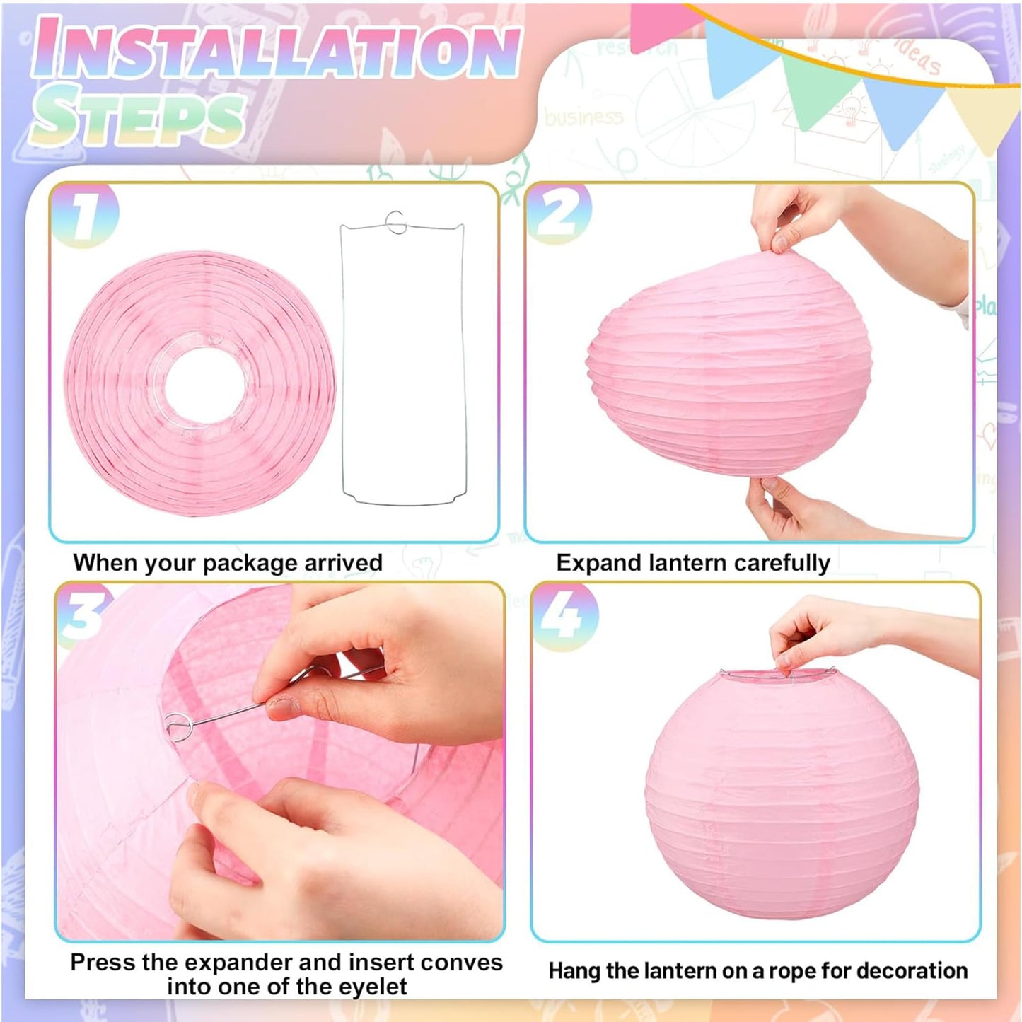 Macaron Paper Lantern Decoration 12PCS 10 Inch Hanging For Classroom Baby Shower decoration Wedding Valentine's Day Graduation Anniversary Picnic Gathering Christmas Bridal Home Decor Party Decoration