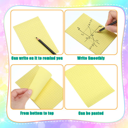 12 Pads Grid Paper Sticky Notes Writing Notepad 4 x 6 Inch Grid Lines Sticky Notes Graph Paper with Black Lines Notepad Memo for Office Home, 50 Sheet Each(Mixed Color)