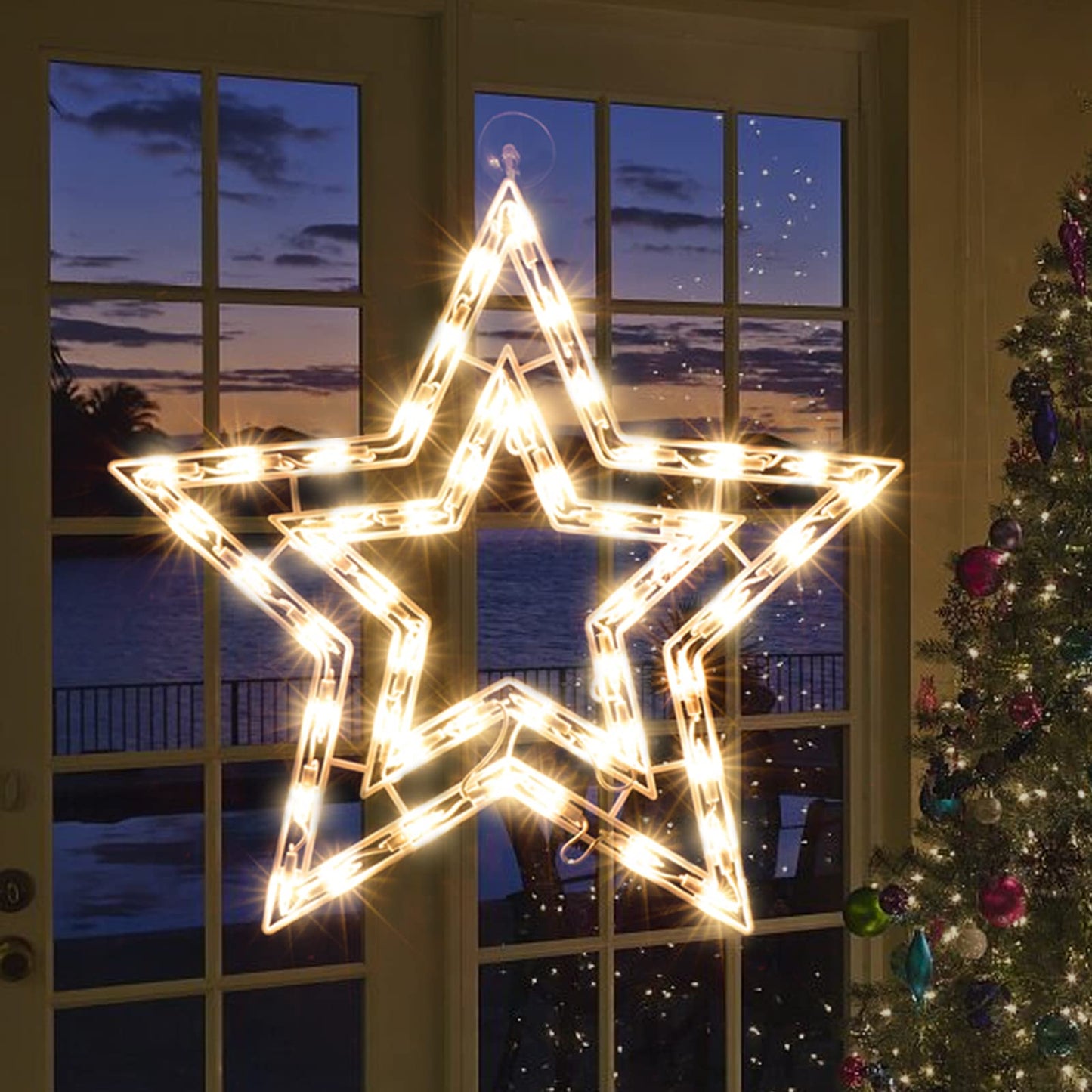 XMASLAND 14 Inch Christmas Window Silhouette Lights Decorations, 50L Christmas Sculpture,Including:Starx1