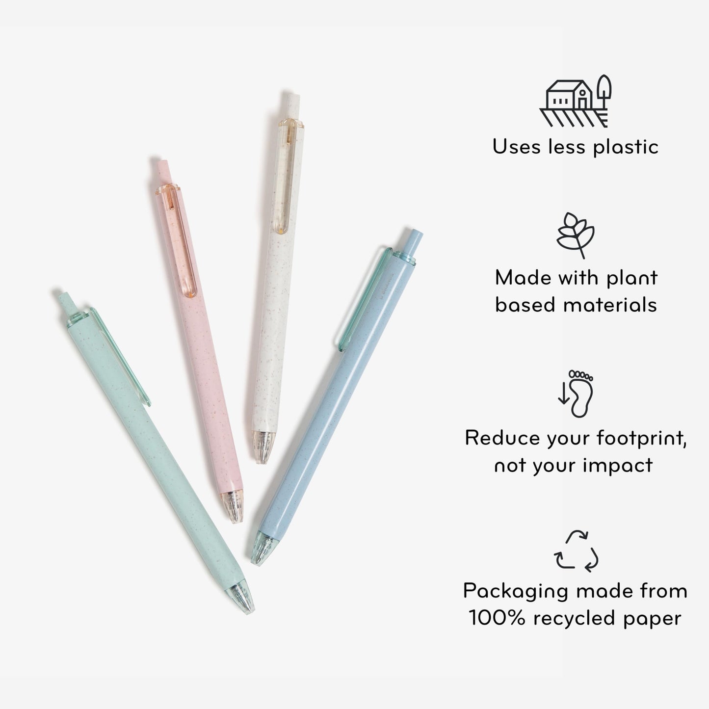 U Brands U-Eco Recycled Gel Click Pens, Set of 12, Pastel Speckle, Medium (0.7 mm) Point, Black Ink