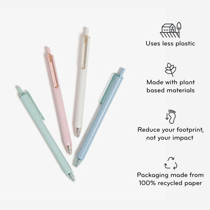 U Brands U-Eco Recycled Gel Click Pens, Set of 12, Pastel Speckle, Medium (0.7 mm) Point, Black Ink