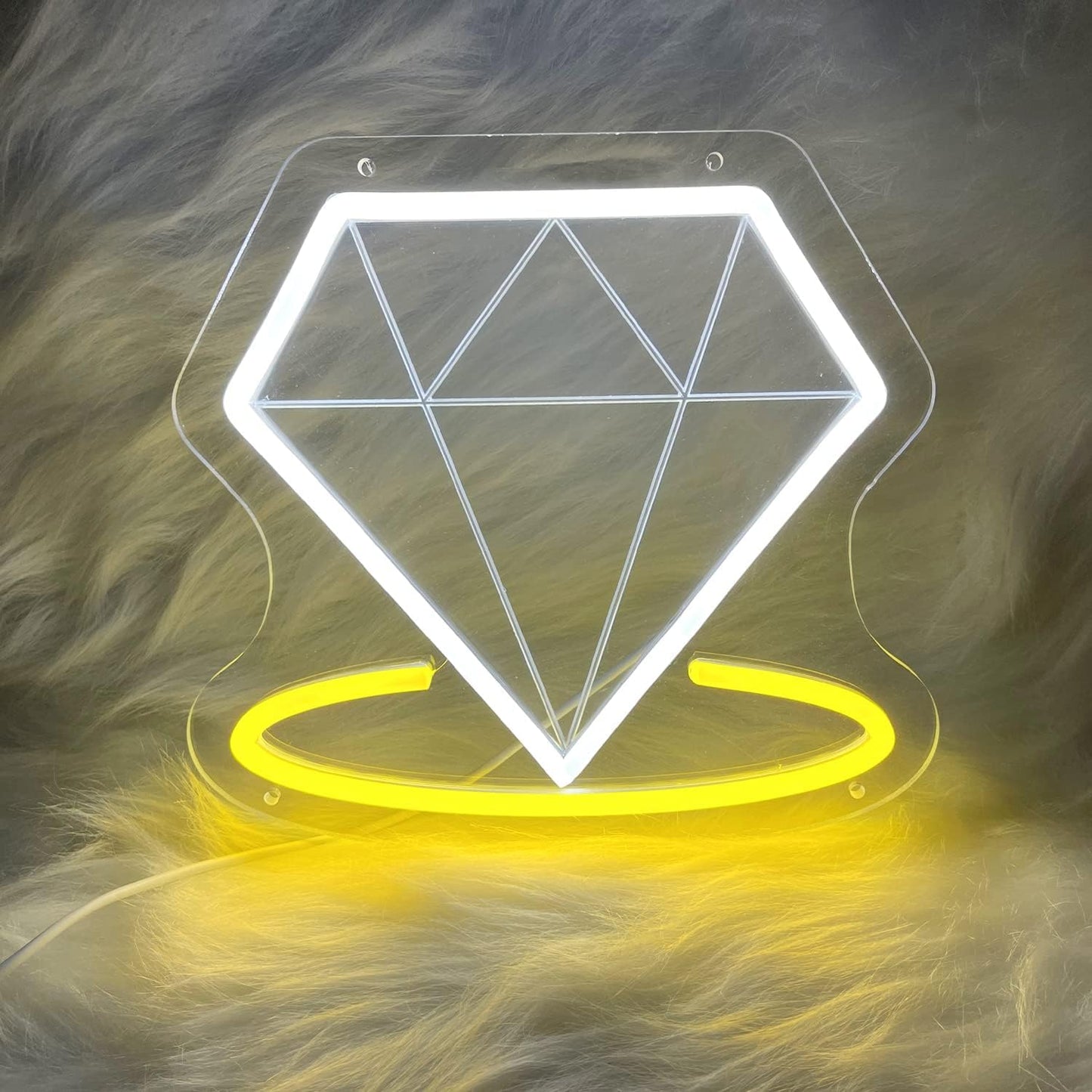 Sunchayi USB-Powered Diamond Beach Wave LED Night Light for Man Cave, Bedroom, Wedding, Living Room, Party, Bar - Adjustable Brightness Glowing Neon Sign