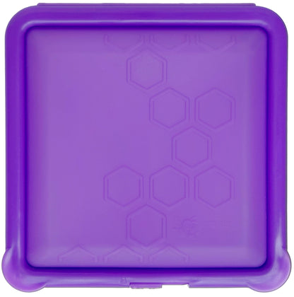 Big Bee, Little Bee - SoftShell Reusable Silicone Food Storage Container with Connected Clamshell Lid, Easy to Clean, Snaps Closed, Microwave, Freezer & Dishwasher Safe (Grape)