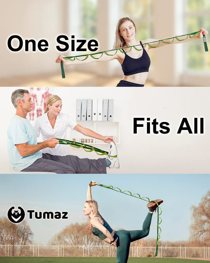 Tumaz Yoga Straps for Stretching, Multi-Loop Strap with 10 Loops for Physical Therapy, Pilates & Gymnastics