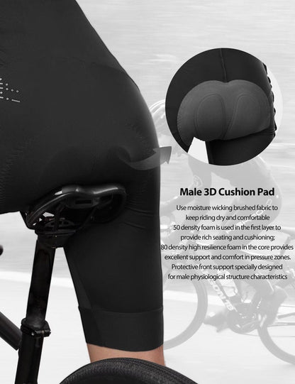 INBIKE Cycling Bib Shorts for Men, 3D Padded Breathable Road Bike Shorts Men, Lightweight Biking Bicycle Bibs with Pockets Black L