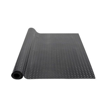 VEVOR Diamond-Plate Rubber Flooring Roll, 3 mm x 4 ft x 8 ft Floor Mat, SBR Rubber Roll, Easy to Clean, for Under Cars, Garage, Industry, Gym, Black
