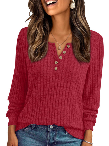 AUTOMET Long Sleeve Henley Shirts Women's Business Casual Lightweight Tunic Sweater Tops