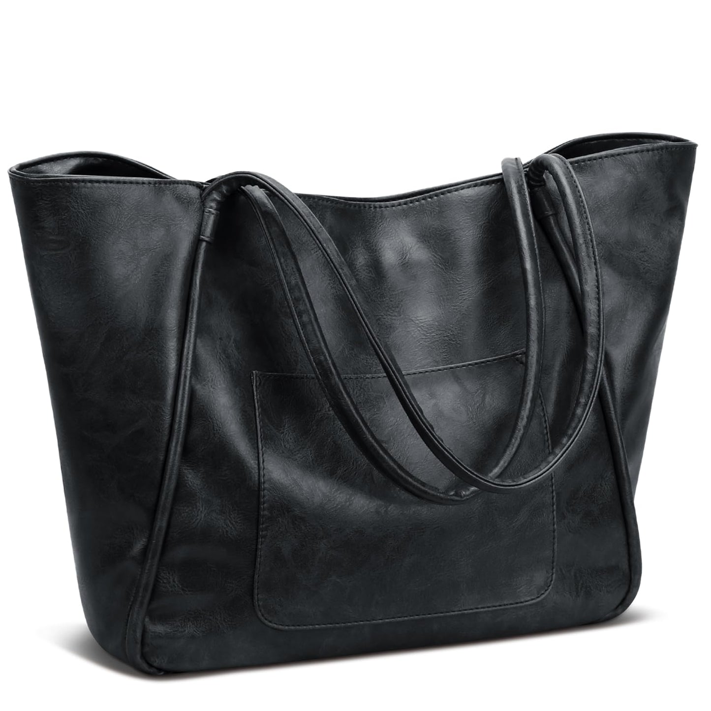 KKXIU Large Tote Bag for Women with Zipper Work Travel Purse and Handbags - Black